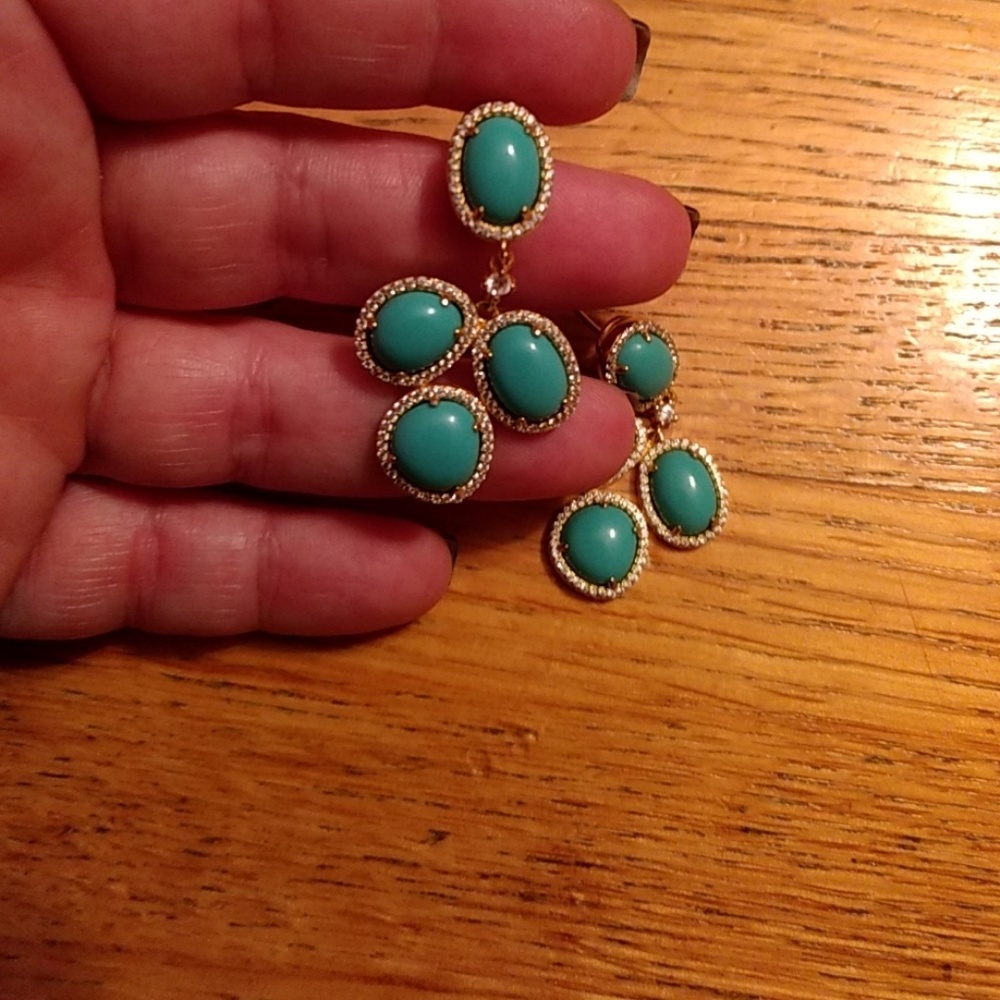 Sleeping beauty turquoise and diamond earrings